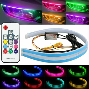 Flexibilní RGB LED pásek s DO ovládáním, sekvenční světlo 2x45cm, DRL denní svícení